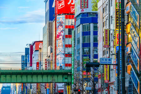 TOKYO, JAPAN, JANAURY - 2019 - Urban scene at famous akihabara neighborhood in tokyo city, japanのeditorial素材