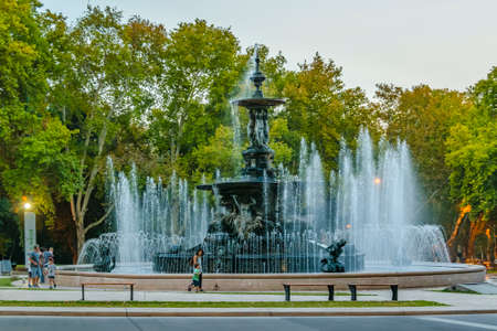 MENDOZA, ARGENTINA, APRIL - 2019 - Continent fountain, san martin park, mendoza capital, argentinaのeditorial素材