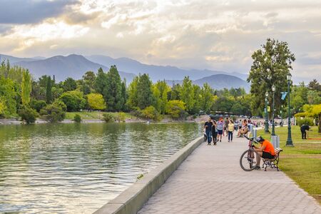 MENDOZA, ARGENTINA, APRIL - 2019 - Urban day scene at san martin park, mendoza capital, argentinaの写真素材