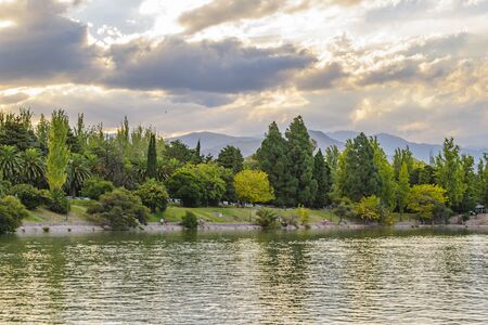Urban day scene at san martin park, mendoza capital, argentinaの写真素材