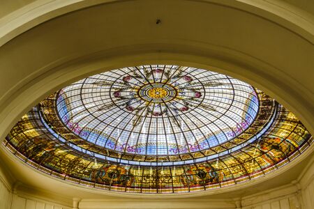 Low angle shot dome glass ornated decorative multicolored mosaic