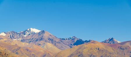 Arid andean landscape scene at mendoza province, argentinaの写真素材