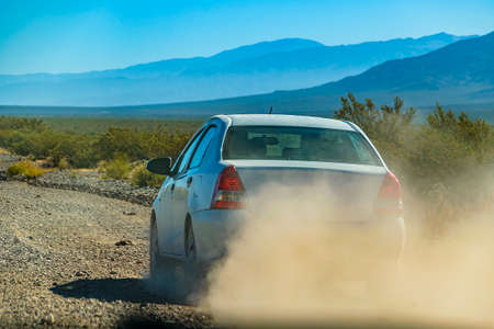 Empty highway at arid landscape environment, san juan province, argentinaの写真素材