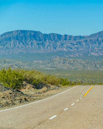 Dust created by car at grave highway, san juan province, argentinaの写真素材