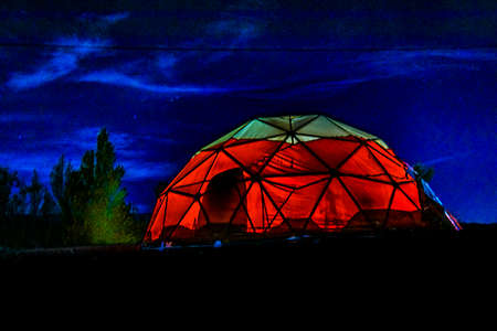 Tent at astronomical observatory tour in casleo observatory, San Juan province, Argentina