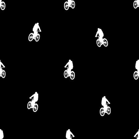 Riding bik motif seamless pattern design in black and white colorsの写真素材