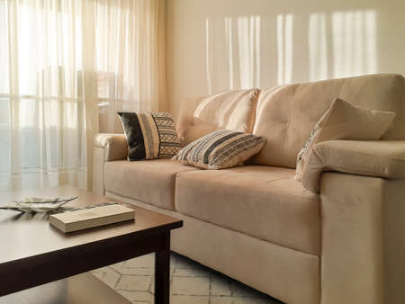 Interior minimal style living apartment with morning lightの写真素材