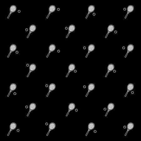 Conversational seamless pattern design tennis motif in black and white colorsの写真素材