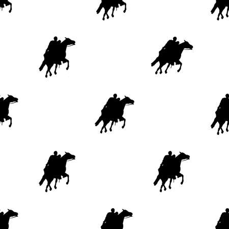 Conversational seamless pattern design rider at horse motif black and white color backgroundの写真素材
