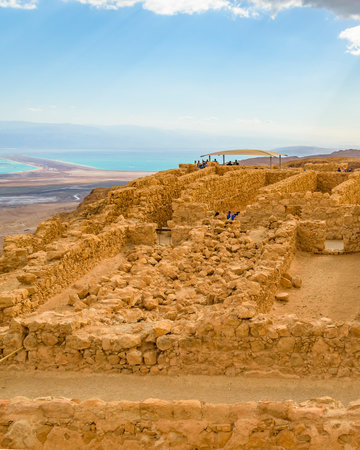 Masada national park fort, Judea, Israelのeditorial素材