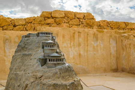 Herod palace model, Masada national park fort, Judea, Israelのeditorial素材