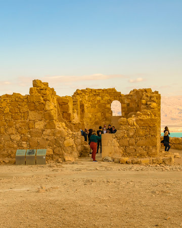 JUDEA, ISRAEL, DECEMBER - 2019 - Masada national park fort, Judea, Israelのeditorial素材
