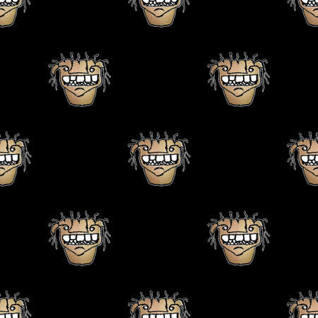 style monster head front view motif seamless patternの写真素材