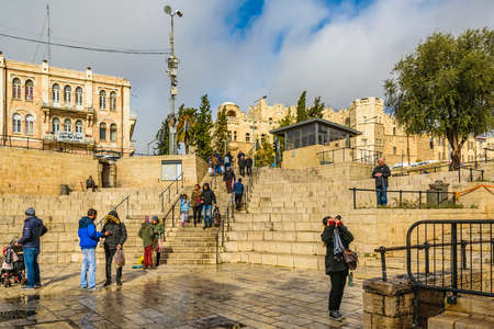 JERUSALEM, ISRAEL, DECEMBER - 2019 - Exterior view of jaffa gate, old jerusalem city.のeditorial素材