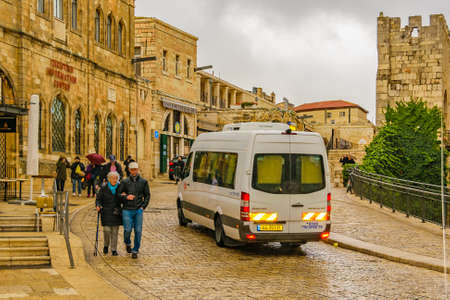 JERUSALEM, ISRAEL, DECEMBER - 2019 - Exterior view of old city of jerusalem.のeditorial素材