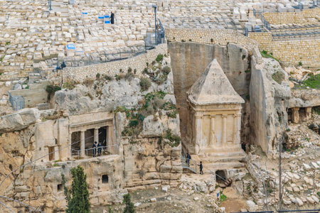 High angle aerial shot of prophets tomb, old jerusalem city.の写真素材