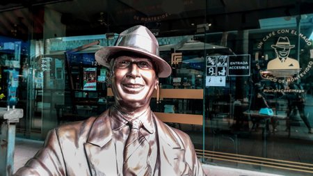 MONTEVIDEO, URUGUAY, NOVEMBER - 2020 - Famous tango singer carlos gardel sculptureのeditorial素材