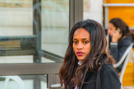 JERUSALEM, ISRAEL, DECEMBER - 2019 - Attractive black woman at famous wailing wall, old jerusalem...