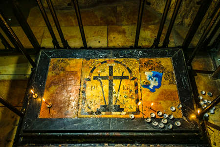 Interior scene of holy sepulcher church, old jerusalem city