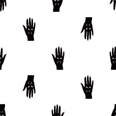 Vampire hand drawing motif seamless black and white patternの写真素材