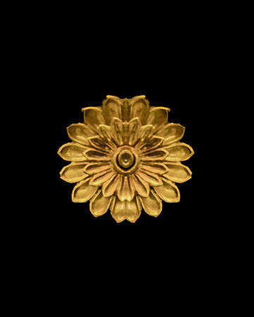 Gold and black colors minimal style background with floral decorationの写真素材