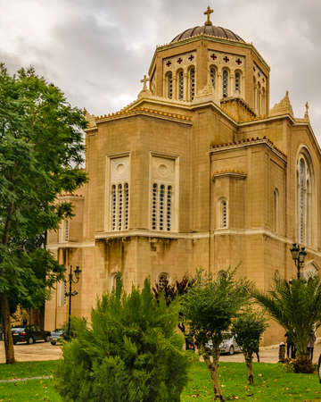 ATHENS, GREECE, DECEMBER - 2019 - Exterior view orthodox church building, plaka district, athens,のeditorial素材
