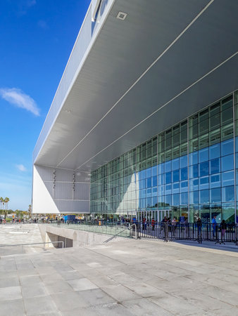 MONTEVIDEO, URUGUAY, APRIL - 2021 - People waiting to get vaccine at vaccination center, montevideo city, uruguayのeditorial素材
