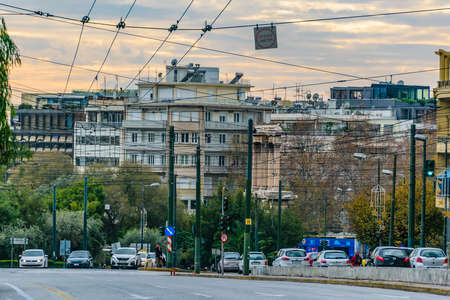 ATHENS, GREECE, DECEMBER - 2019 - Urban day scene at amailas avenue, athens, greeceのeditorial素材