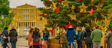 ATHENS, GREECE, JANUARY - 2020 - Christmas decoration at syntagma square, athens, greeceのeditorial素材
