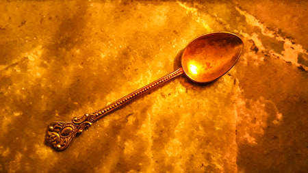 Metal ornated retro style spoon top view