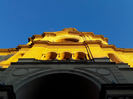 Exterior low angle shot francis of assisi catholic church, montevideo city, uruguayの写真素材