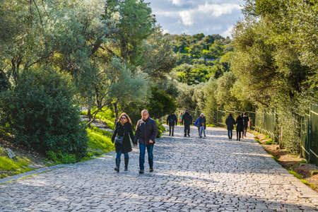ATHENS, GREECE, JANUARY - 2020 - People walking at peripatos street, athens, greeceのeditorial素材