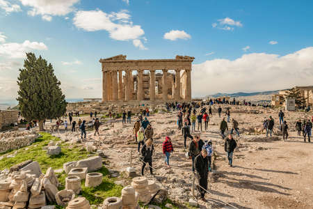ATHENS, GREECE, JANUARY - 2020 - Famous parthenon building at acropolis of athens, greeceのeditorial素材