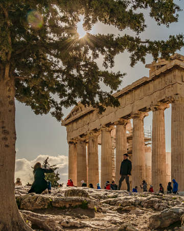 ATHENS, GREECE, JANUARY - 2020 - Famous parthenon building at acropolis of athens, greeceのeditorial素材
