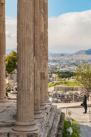 ATHENS, GREECE, JANAURY - 2020 - Big columns at acropolis site, Athens, Greeceのeditorial素材