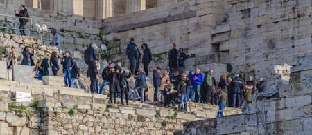 ATHENS, GREECE, JANAURY - 2020 - Crowd at acropolis site, Athens, Greeceのeditorial素材