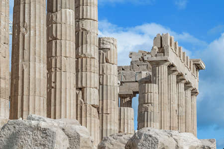 Architectural detail at acropolis site, athens, greeceの写真素材