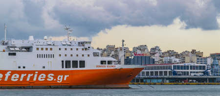 PIRAEUS, GREECE, JANUARY - 2020 - Winter day at famous piraeus port, athens, greeceのeditorial素材
