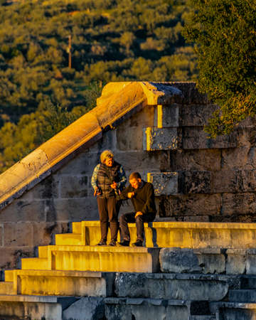 PELOPONNESE, GREECE, JANUARY - 2020 - Winter day scene at famous epidaurus theater, peloponnesse, greeceのeditorial素材