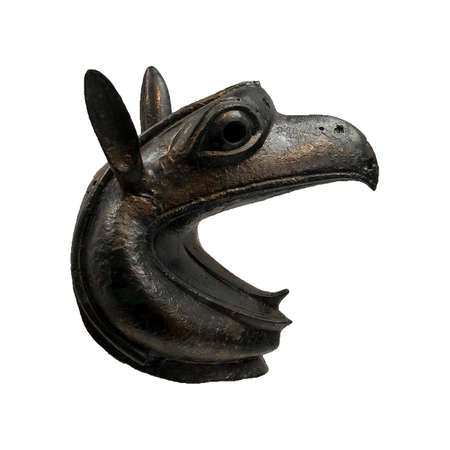 Scary monster bird ancient greek head artworkd isolated on white backgorundの写真素材