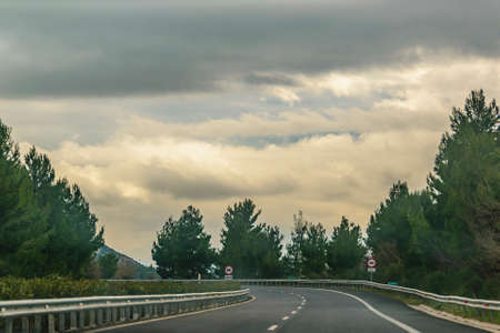 Landscape highway winter scene, peloponnese, greece