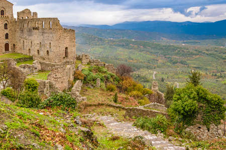 Exterior view of despots palace, mystras, peloponnese, greece