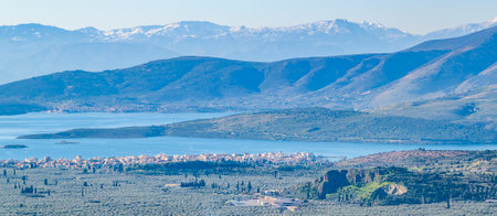 Long distant shot itea cityscape landscape, greeceの写真素材