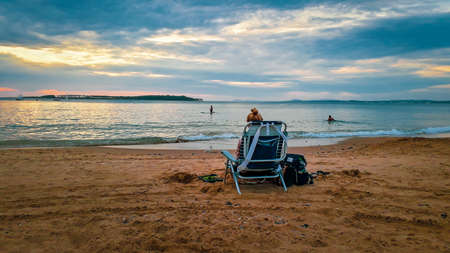 Afternoon summer scene at mansa beach, punta del este, uruguayの写真素材