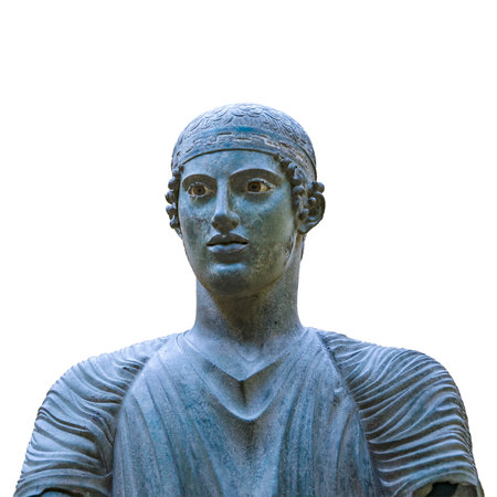 Medium shot famous charioteer of delphi sculpture isolated photo