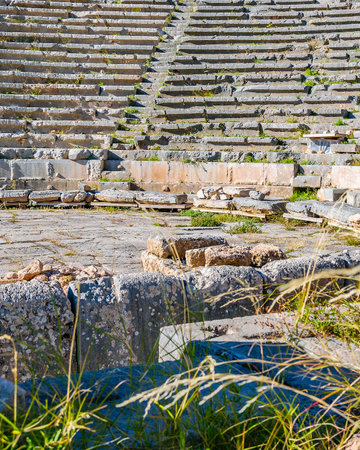 Theater at delphi sanctuary, phocis, greeceのeditorial素材