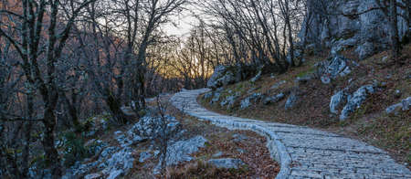 Day landscape scene at famous vikos aoos national park, greeceの写真素材