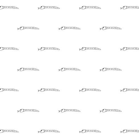 Black and white sketchy cartoon kid style snake drawing motif seamless patternの写真素材