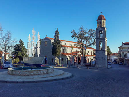 Morning day urban scene at small town, greece