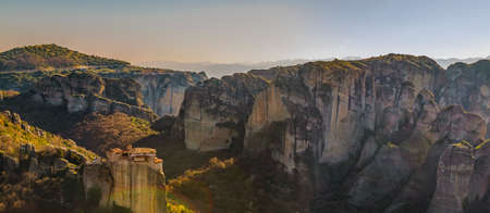 Rocky landscape scene at meteora site, thessaly, greece.の写真素材